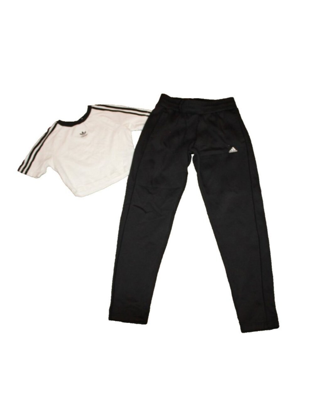 Adidas Women's Size Small 2 Pc. Set T-Shirt & Fleece Sweat[ants Black & White